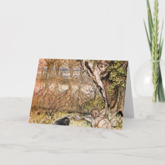 Cartão Rat E Mole Têm Um Picnic - Arthur Rackham (Frente)