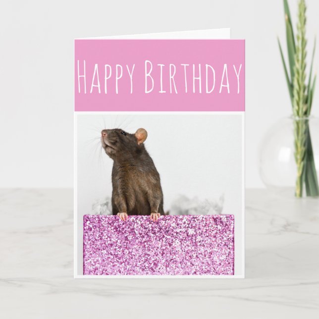 Cartão Rat Gift Birthday Card (Frente)