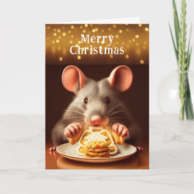 Cartão Rat Merry Christmas Cookies Card (Frente)