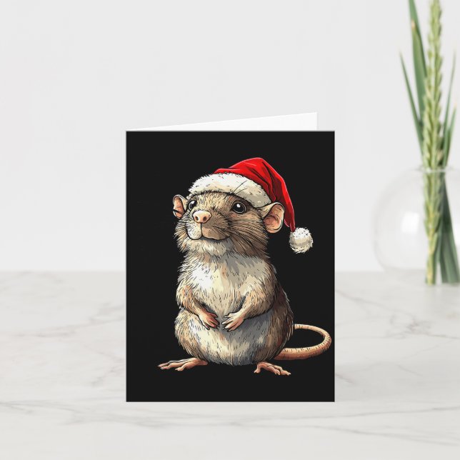 Cartão Rat Santa Hat Xmas Rat Lovers Boys Girls Christmas (Frente)