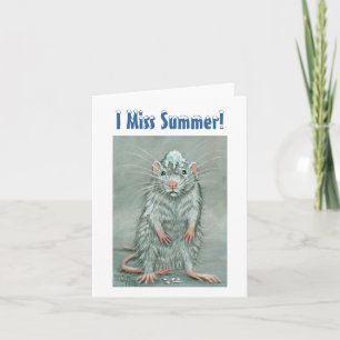 Cartão Rat Snowball on Head, I Miss Summer! Note Card