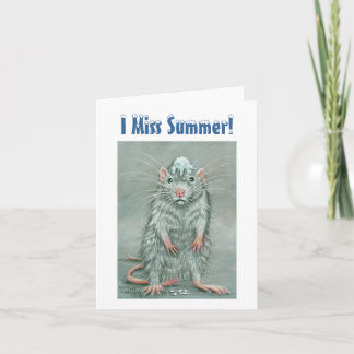 Cartão Rat Snowball on Head, I Miss Summer! Note Card