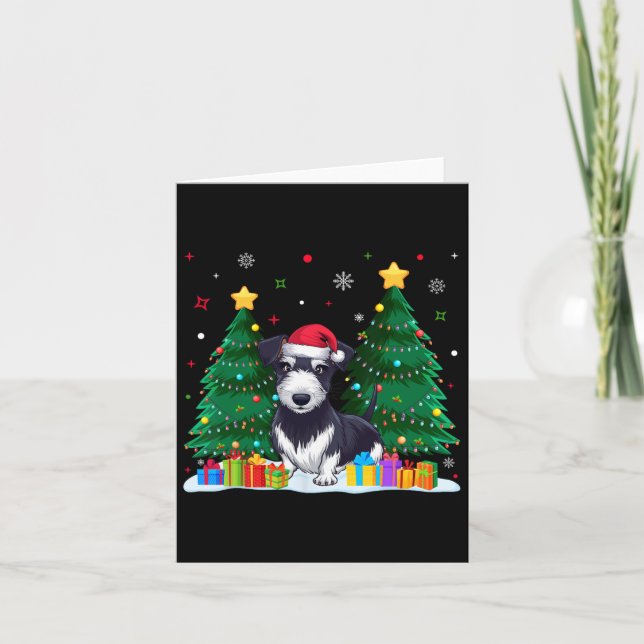 Cartão Rat Terrier Dog Absorve Santa Hat Ugly Christmas S (Frente)