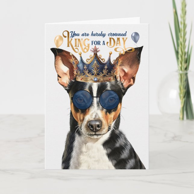 Cartão Rat Terrier Dog King para o dia feliz aniversário (Frente)