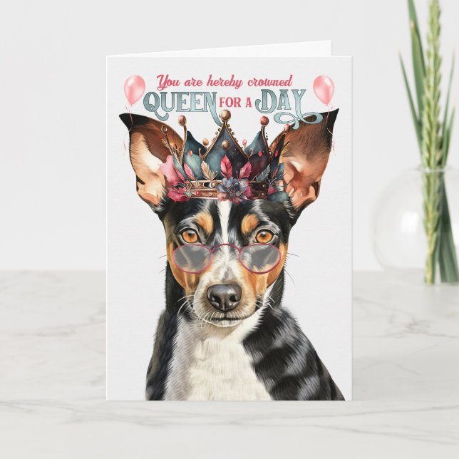 Cartão Rat Terrier Dog Queen Day Engraçado Aniversário (Frente)