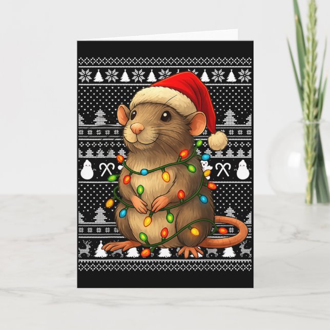 Cartão Rat Ugly Christmas Santa Costume Family Xmas Women (Frente)