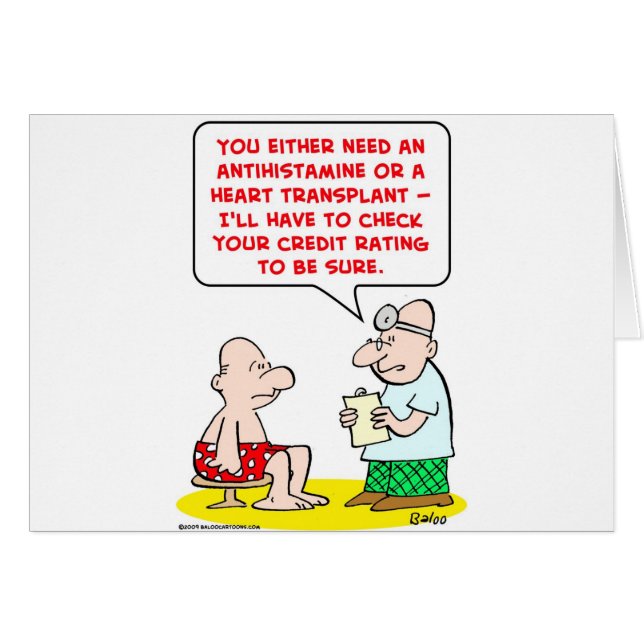 Cartão rating de crédito da transplantação de coração (Frente Horizontal)