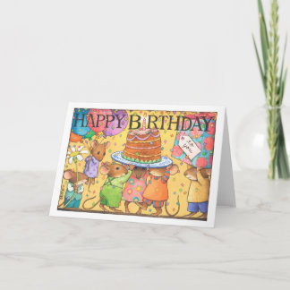 Cartão ratinhos festas de aniversário