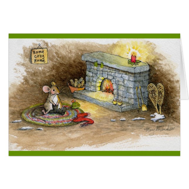 Cartão Rato acolhedor Home do Casa-Sapato de neve (Frente Horizontal)