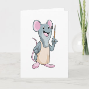 Cartão Rato como Pintor com Pincel