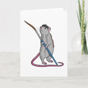 Cartão Rato como Pintor com Pincel