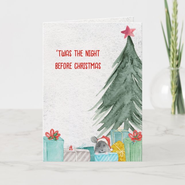 Cartão Rato de Natal com presentes (Frente)