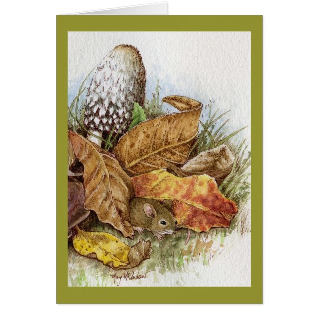 Cartão Rato do bebê nas folhas (Frente)