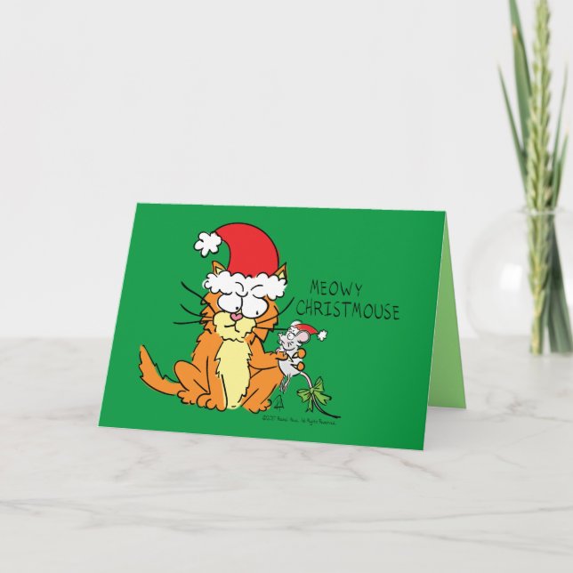 Cartão Rato Gato Engraçado de Natal (Frente)