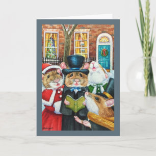 Cartão Ratos Cantando Canções de Natal de Dickens Arte em