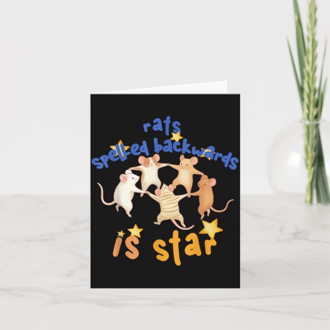 Cartão Rats Spelled Backwards Is Star Funny Rat Meme Rat  (Frente)