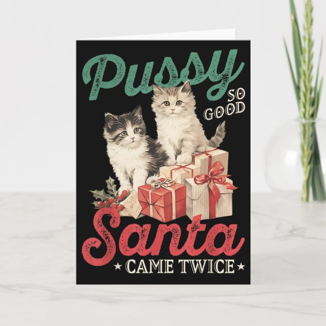 Cartão Raunchy Christmas Cat Graphic Funny Gag Prank Humo (Frente)