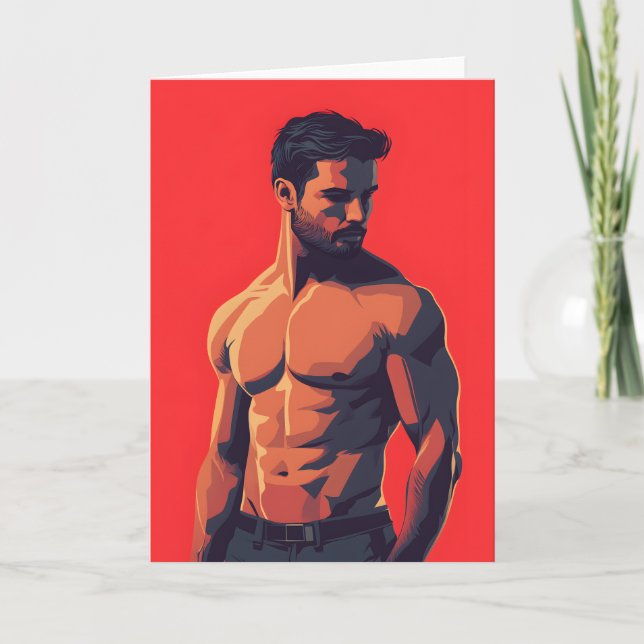 Cartão Raunchy in Red Gay Greetings Card (Frente)