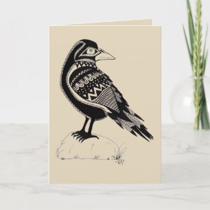Cartão Raven Black and White Greeting Card