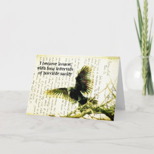 Cartão Raven com citação e manuscrito