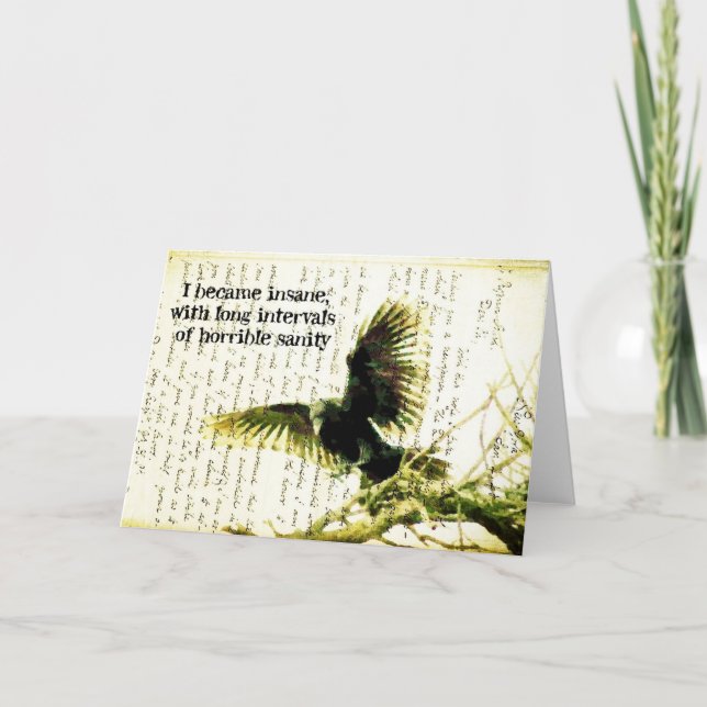 Cartão Raven com citação e manuscrito (Frente)