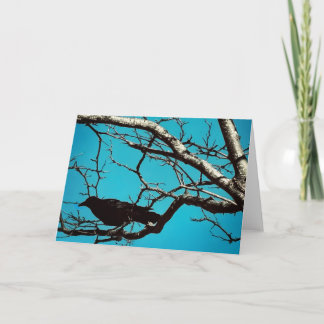 Cartão Raven Crow Black Bird Silver Tree Blue Sky Photo