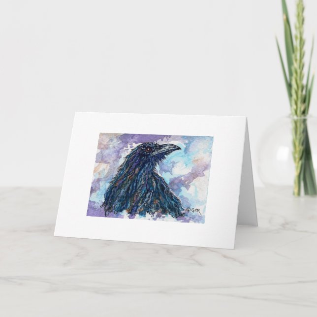 Cartão Raven Crow Corvid Blank Greeting Card (Frente)