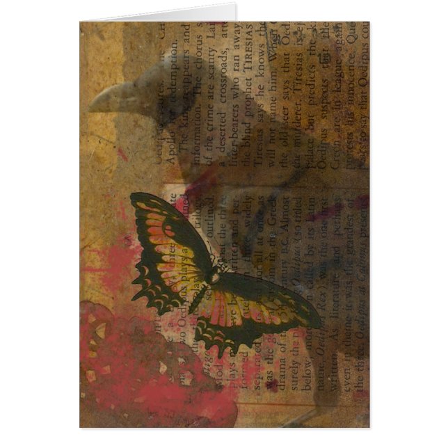 Cartão Raven Grunge Collage (Frente)