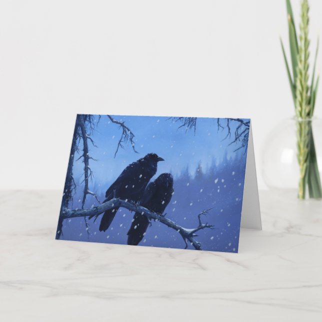 Cartão Ravens de inverno (Frente)