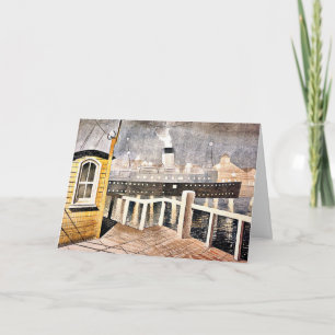 Cartão Ravílio - Navio a vapor do Canal Saindo do Porto