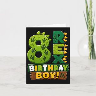 Cartão Rawr 8 Oito Rex Dinossauro 8º Aniversário Festa Me