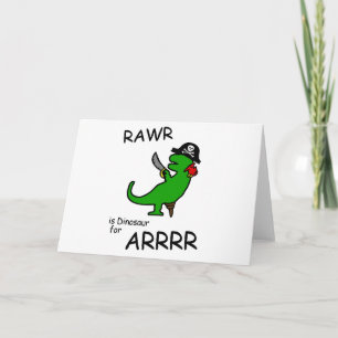 Cartão RAWR é Dinossauro para ARRR (Dinossauro Pirata)