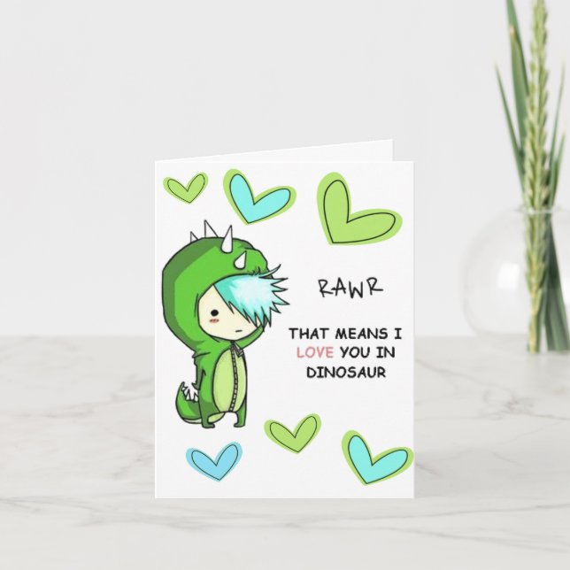 Cartão RAWR means I LOVE YOU in dinosaur card. (Frente)
