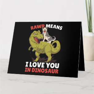 Cartão Rawr quer dizer que eu te amo no Dinossauro com um