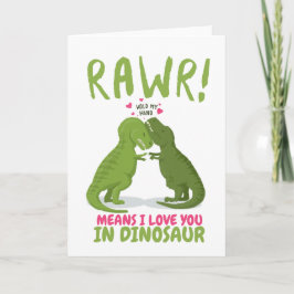 Cartão Rawr quer dizer que te amo no Namorados de dinossa