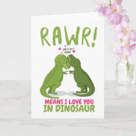 Cartão Rawr quer dizer que te amo no Namorados de dinossa