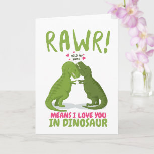 Cartão Rawr quer dizer que te amo no Namorados de dinossa