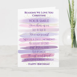 Cartão Razões De Aniversário Que Te Amo Aquarela