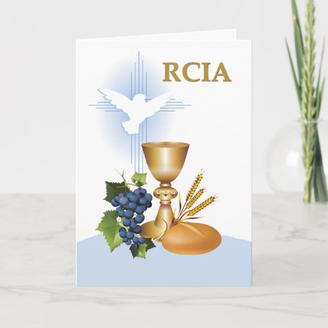 Cartão RCIA Congratulations Catholic Sacrament Symbols (Frente)