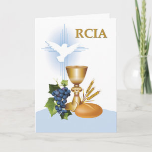 Cartão RCIA Congratulations Catholic Sacrament Symbols