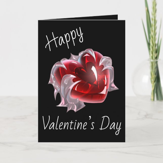 Cartão Read heart crystal happy Valentine’s Day card dark (Frente)