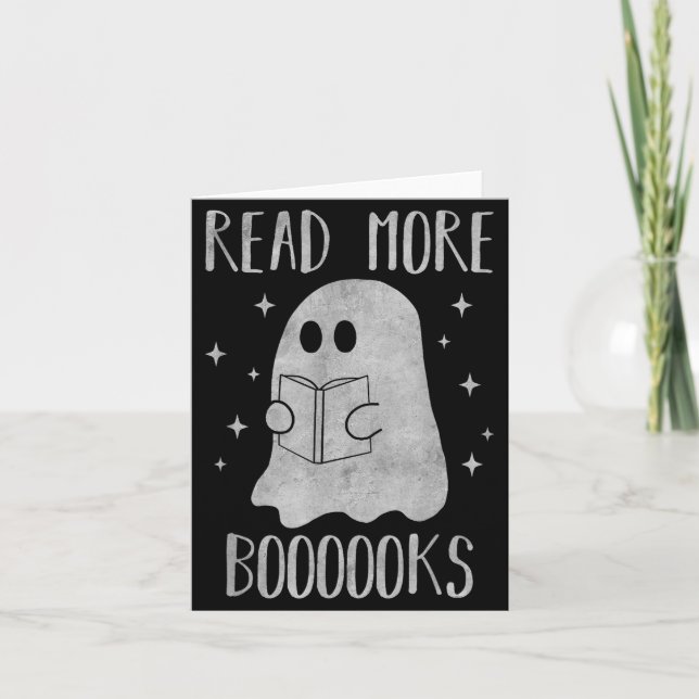 Cartão Read More Boooooks Funny Cute Halloween Ghost Read (Frente)