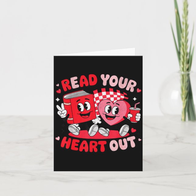 Cartão Read Your Heart Out Valentine's Day Retro Teacher  (Frente)
