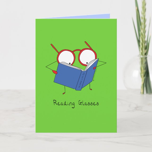 Cartão Reading Glasses - Eyeglasses & Book Greeting Card (Frente)