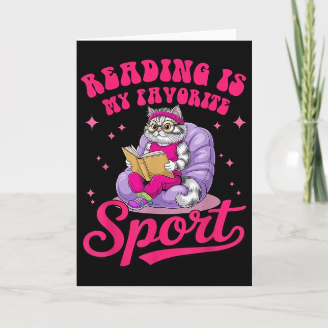 Cartão Reading Is My Favorite Srt Funny Cat Book Lover Li (Frente)