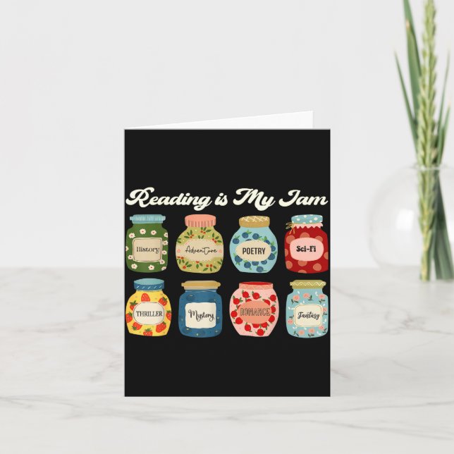 Cartão Reading Is My Jam Book Lover Teacher Student Liter (Frente)