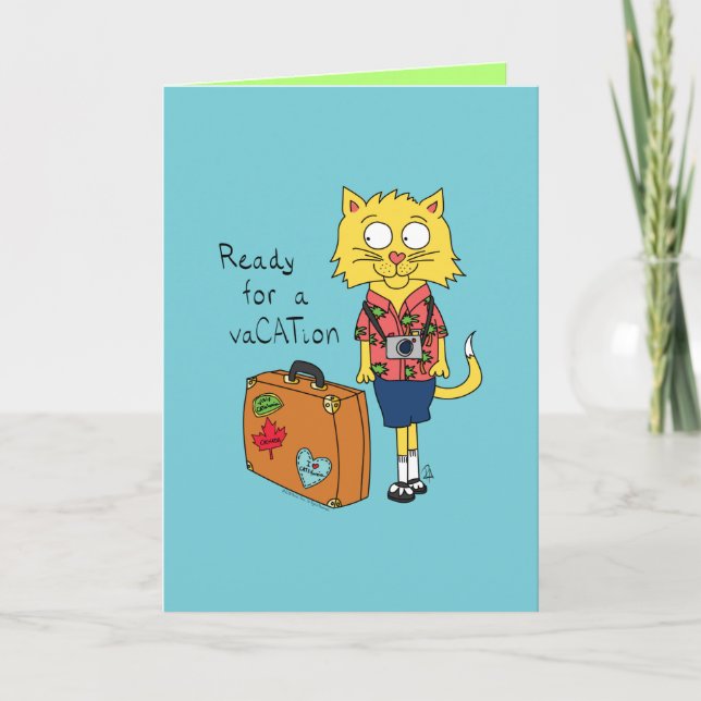 Cartão Ready for a VaCATion - Funny Cat Greeting Card (Frente)