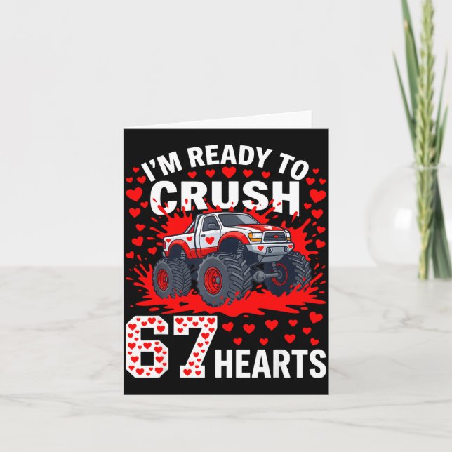 Cartão Ready To Crush 67 Hearts Monster Truck Valentines  (Frente)