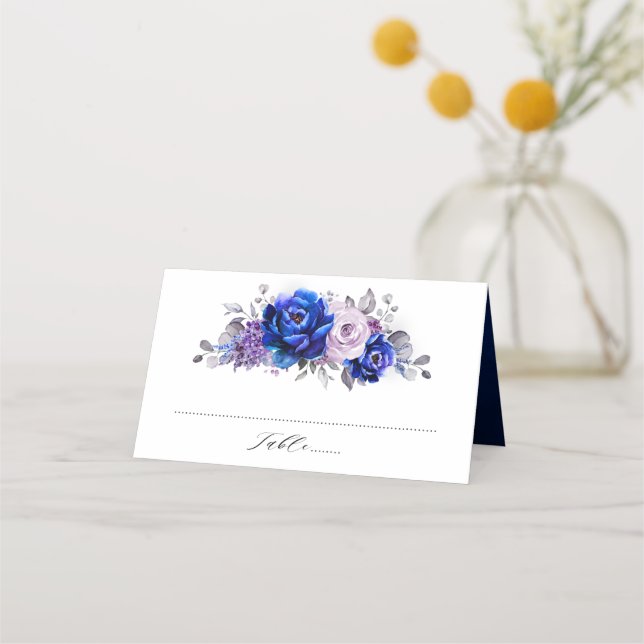 Cartão Real Azul Lilac Púrpura Floral De Casamento (Frente)