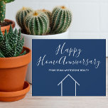 Cartão Real Estate Happy Home Anniversário Simples Azul<br><div class="desc">Esta moderna carta de feliz aniversário é feita sob o nome de sua empresa real sob a tipografia quic. Estes cartões mínimos azuis e brancos têm um desenho simples de uma casa. Eles são perfeitos para enviar aos clientes que compram casa passados para lembrá-los de encaminhar amigos e familiares que...</div>